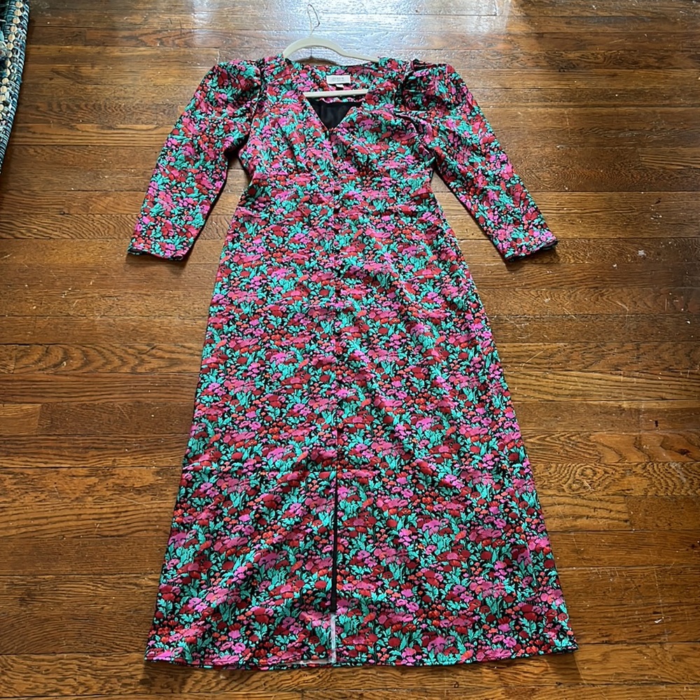 J.Crew Collection Drapey Puff-Sleeve Dress in Ratti Red Blooms - Picture 5 of 15